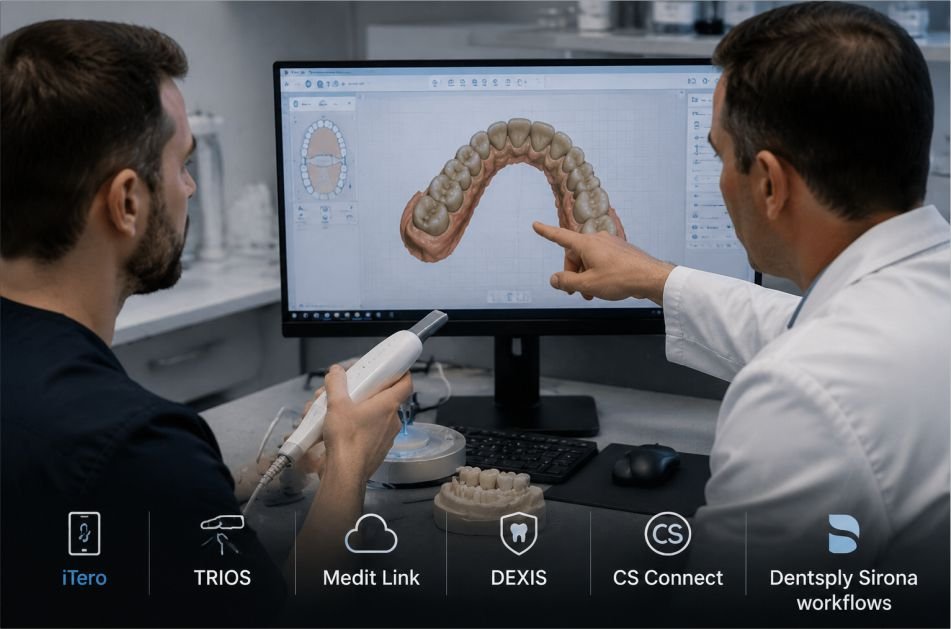 Digital dental workflow with intraoral scanner and 3D dental model for lab processing